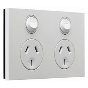 Clipsal Saturn Zen Double Power Point Cover Horizontal Mount, 250V, 10A