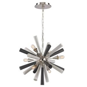 SPUTNIK: Polished Nickel/Dark-Light Grey Washed Wood Pendant/Wall lights