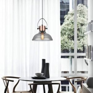FUMOSO: Copper Plate with Smoke Glass Flat Top Pendant Lights