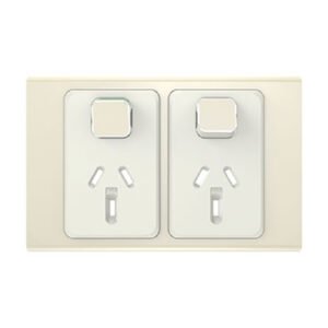 Clipsal Iconic Styl Double Power Point Skin Horizontal Mount, 250V, 10A