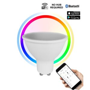 SMTGU10: LED Smart Dimmable RGB+Tri-CCT GU10 Globe (5W)